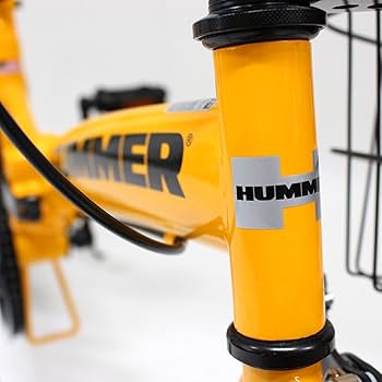 HUMMER ノーパンク　折りたたみ自転車 黒・黄色 前カゴ付き HUMMER 折りたたみ自転車 自転車 ハマー ノーパンク 20インチ